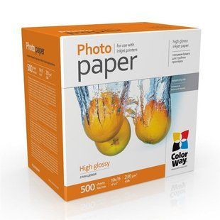 Фотопапір ColorWay глянцевий 230г/м2 10x15см 500 арк. (PG2305004R) PG2305004R фото