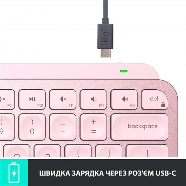 Клавіатура бездротова Logitech MX Keys Mini Wireless Illuminated UA Rose (920-010500) 435533 фото
