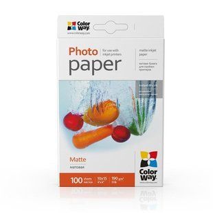 Фотопапiр ColorWay матовий 190г/м2 10x15см 100 арк. (PM1901004R) PM1901004R фото