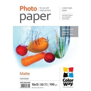 Фотопапір ColorWay матовий 190г/м2 10x15см 50 арк. (PM1900504R) PM1900504R фото