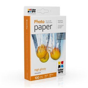 Фотопапір ColorWay глянцевий 200г/м2 10х15см 100 арк. (PG2001004R) PG2001004R фото