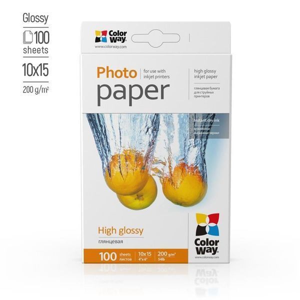 Фотопапір ColorWay глянцевий 200г/м2 10х15см 100 арк. (PG2001004R) PG2001004R фото