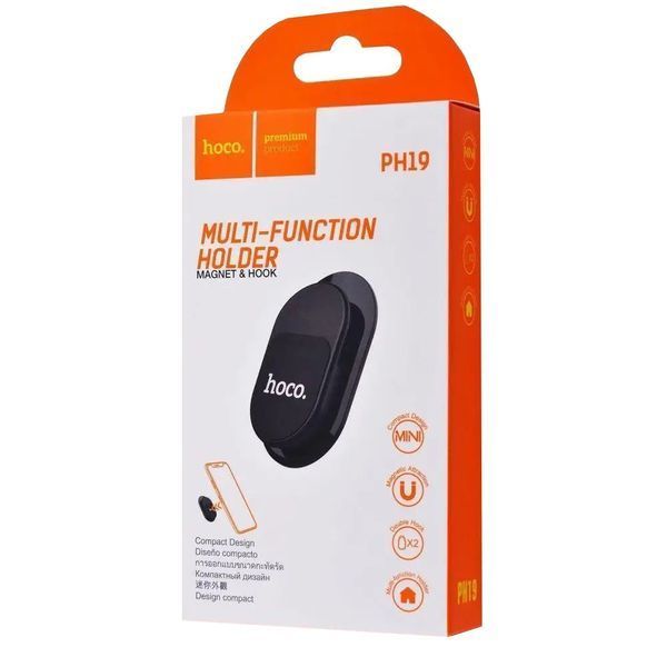 Тримач-гачок магнітний універсальний Hoco PH19 Black (PH19B) 492374 фото