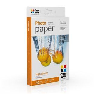 Фотопапір ColorWay глянцевий 230г/м2 10х15см 50 арк. (PG2300504R) PG2300504R фото