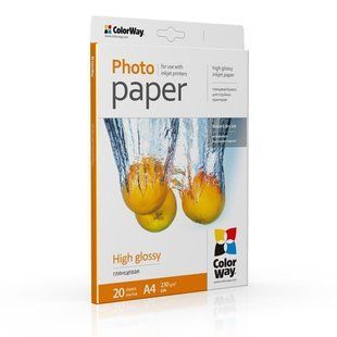 Фотопапір ColorWay глянцевий 230г/м2 A4 20 арк. (PG230020A4) PG230020A4 фото