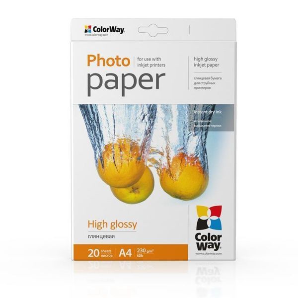 Фотопапір ColorWay глянцевий 230г/м2 A4 20 арк. (PG230020A4) PG230020A4 фото