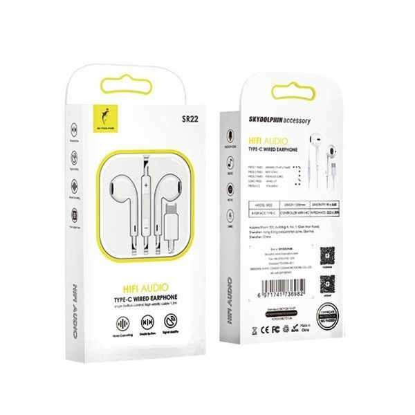 Гарнітура SkyDolphin SR22 Original design Type-C White (HF-000465) 386678 фото